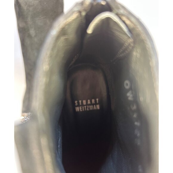 Stuart Weitzman Womens 6.5 Black Suede Ankle Boots Studded Toe Luxury Cowgirl - Picture 8 of 13